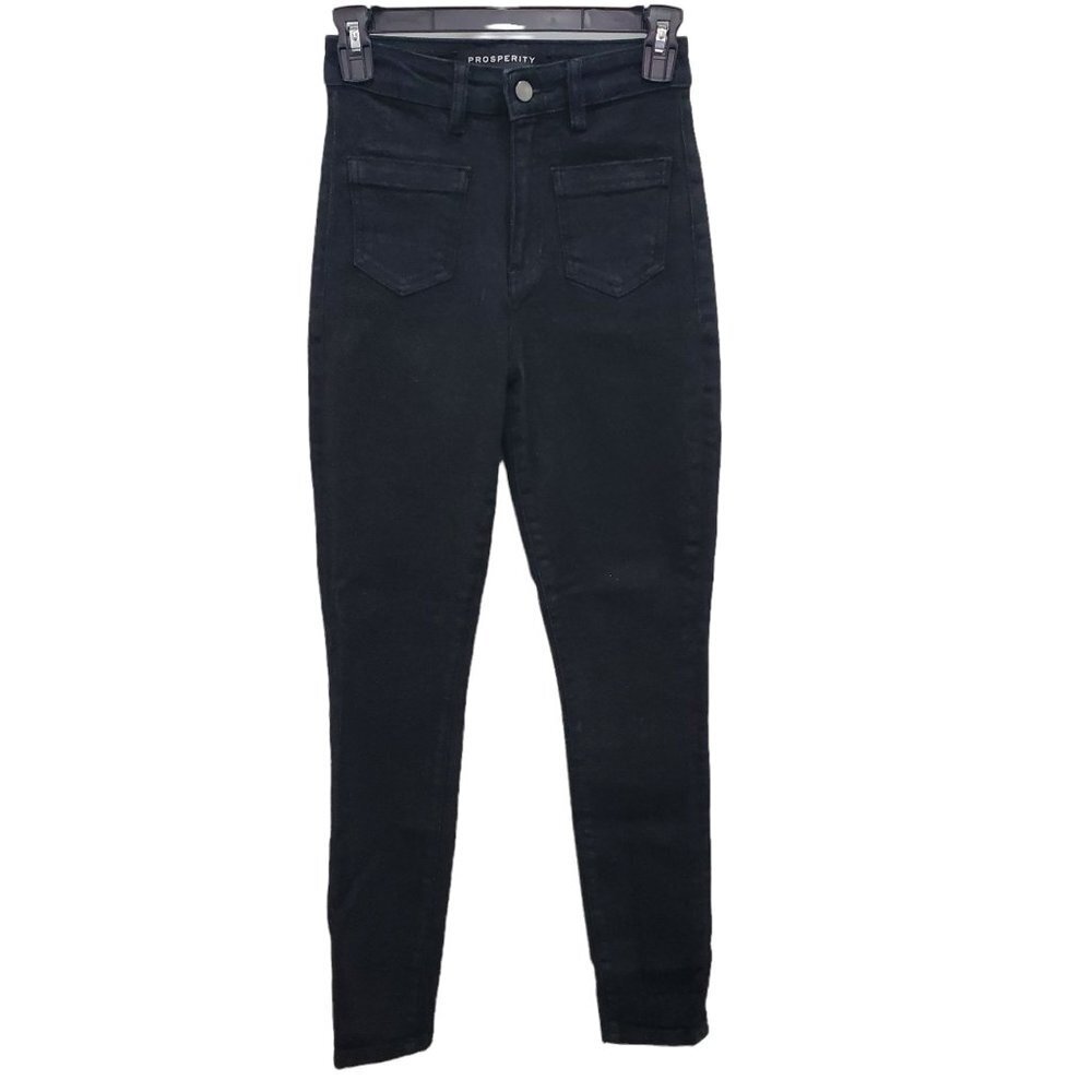 Prosperity Denim Women's Black Ultra High Rise Patch Pocket Skinny Jeans Size 24